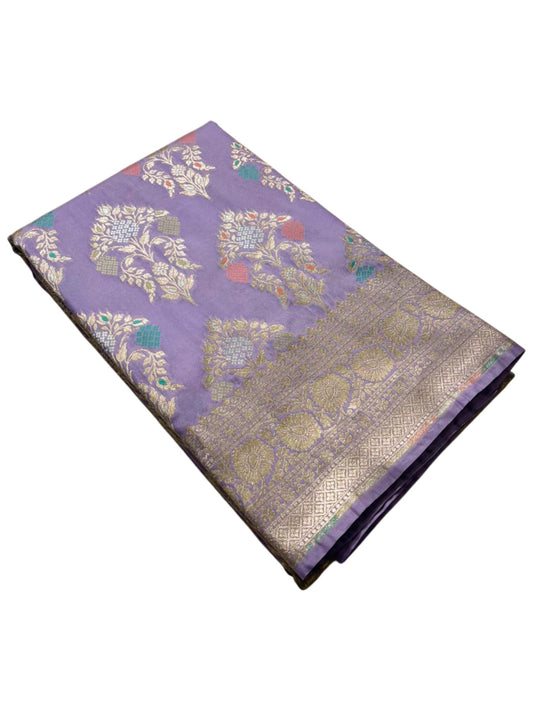 Southloom Pure Banarasi Silk Saree with Woven Work on Body and Borders (Lavender)