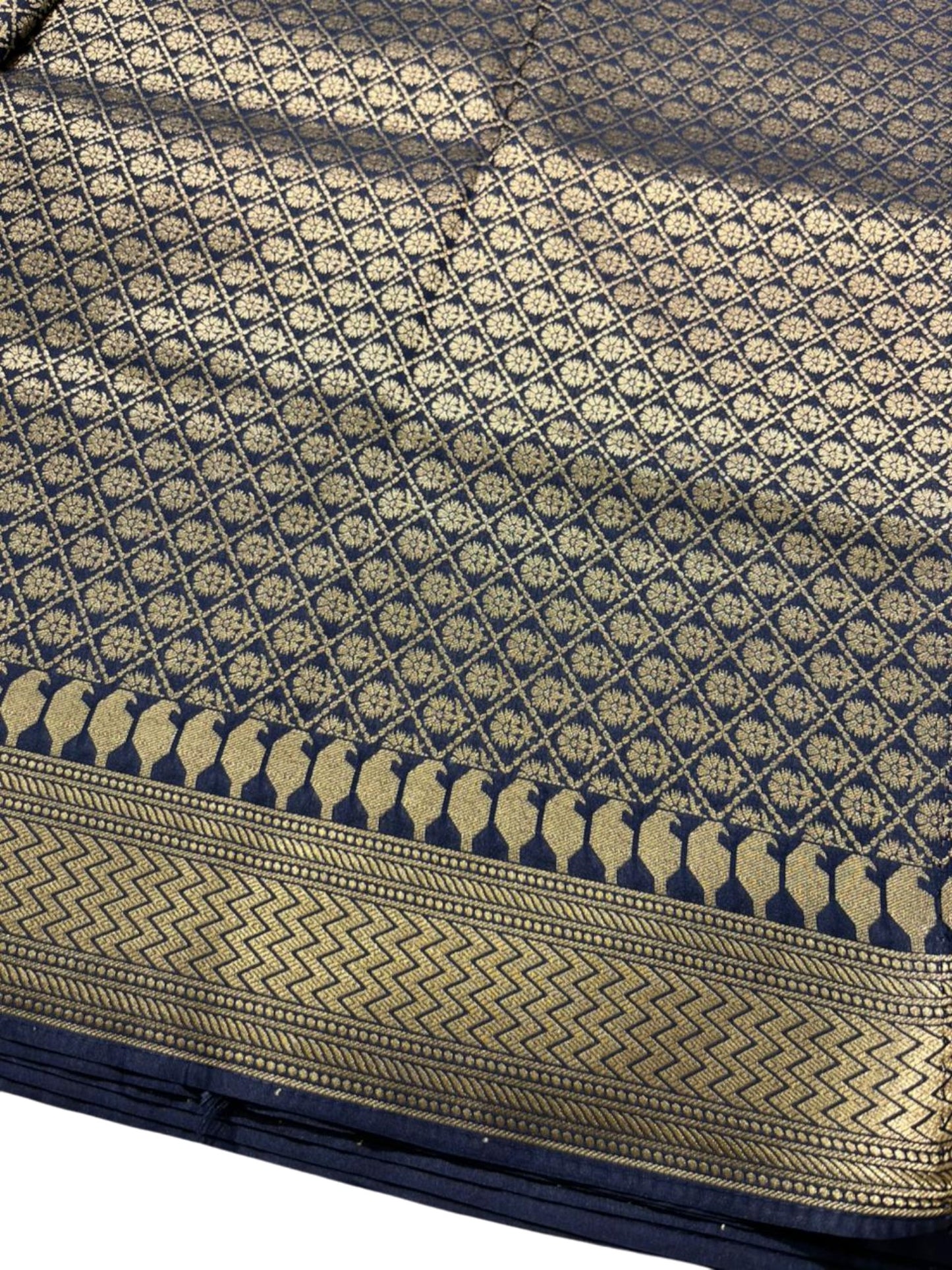 Southloom Pure Banarasi Silk Saree with Woven Work on Body and Borders (Blue)