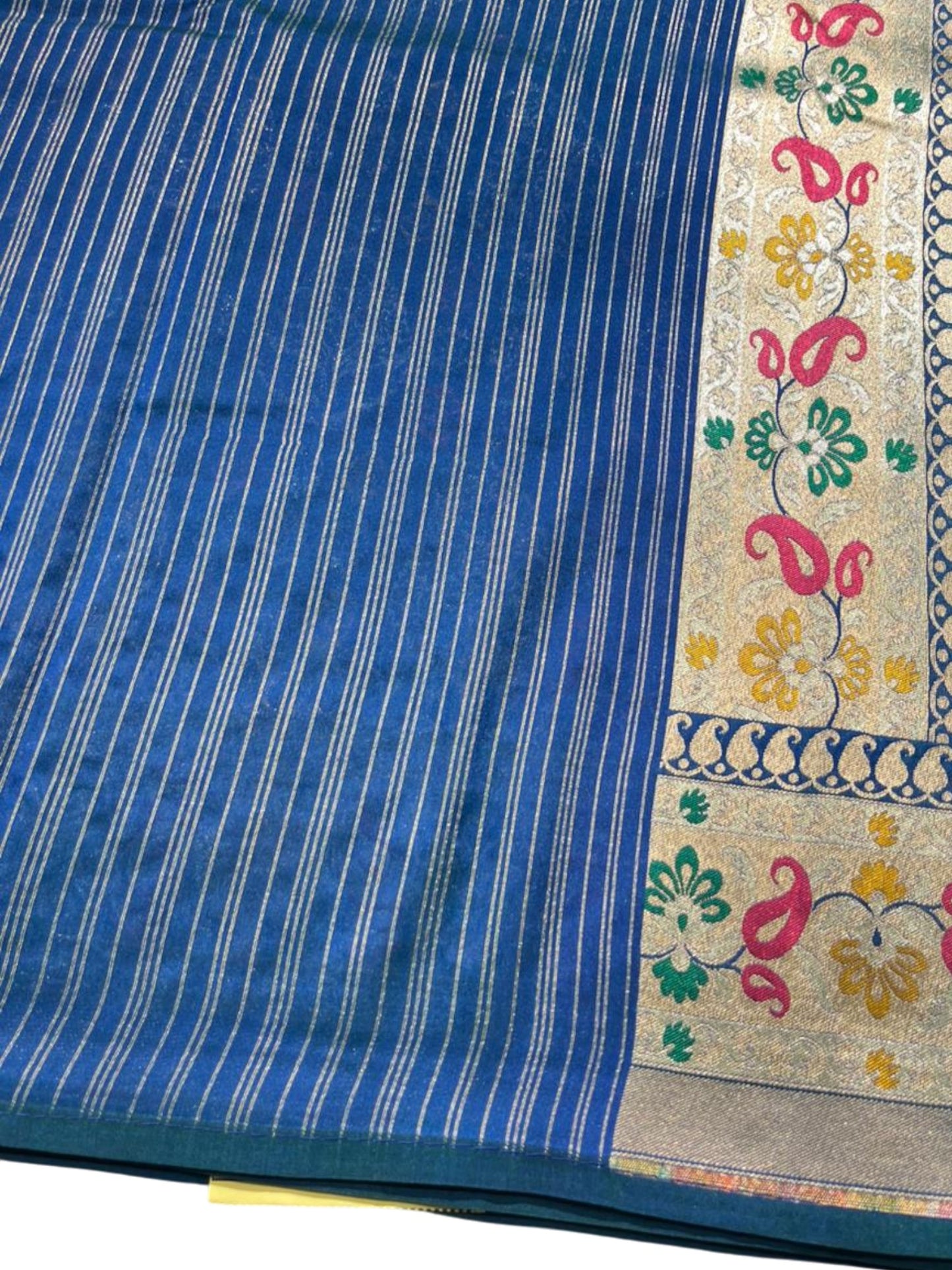Southloom Pure Banarasi Silk Saree with Woven Work on Body and Borders (Peacock Green & Blue)