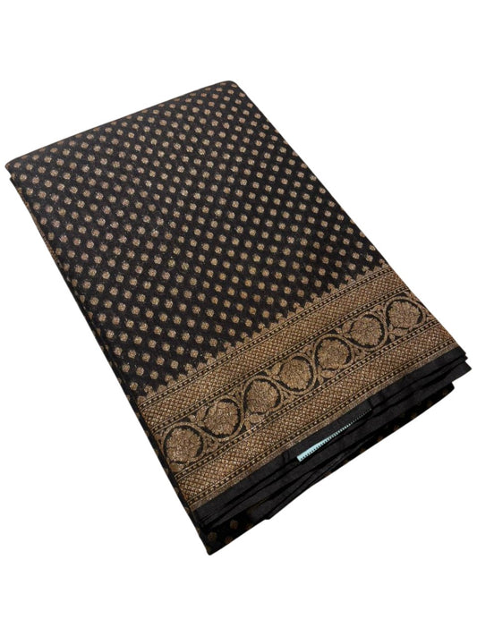Southloom Munga Silk Saree with Woven Work on Body and Borders (Black)