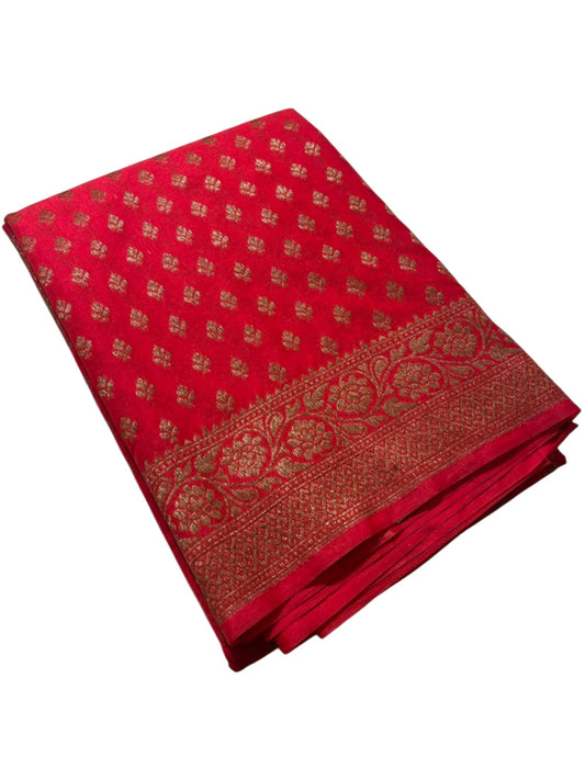 Southloom Munga Silk Saree with Woven Work on Body and Borders (Redish Pink)