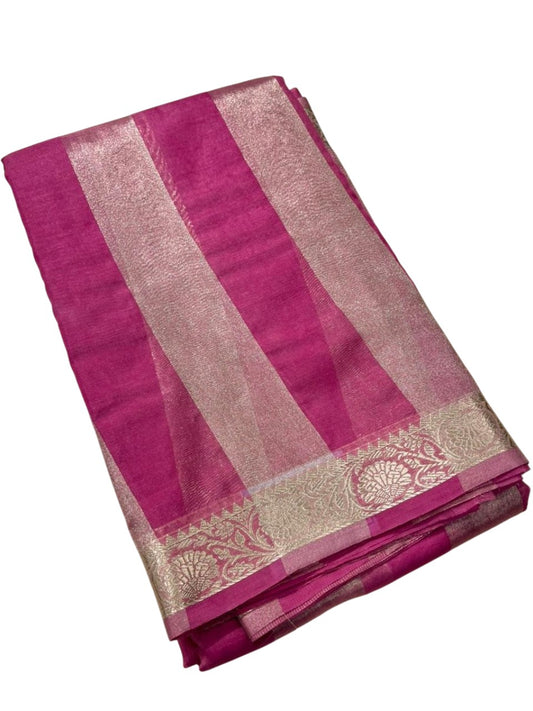 Southloom Tissue Organza Saree With Stripes Design in Double colour (Light Pink) SL354