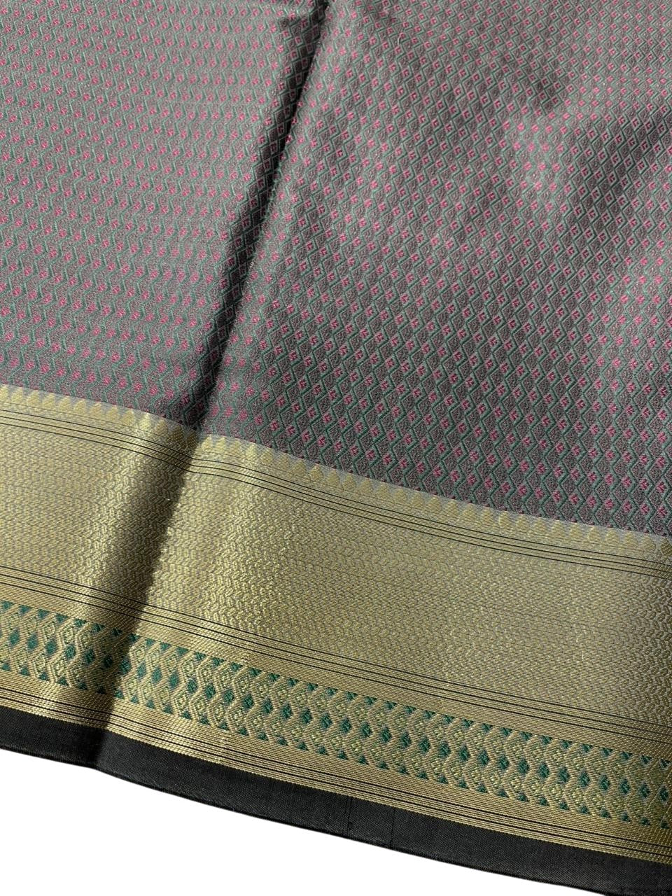 Southloom Resham Work Soft Cotton Banarasi Saree with Woven Work on Body and Borders