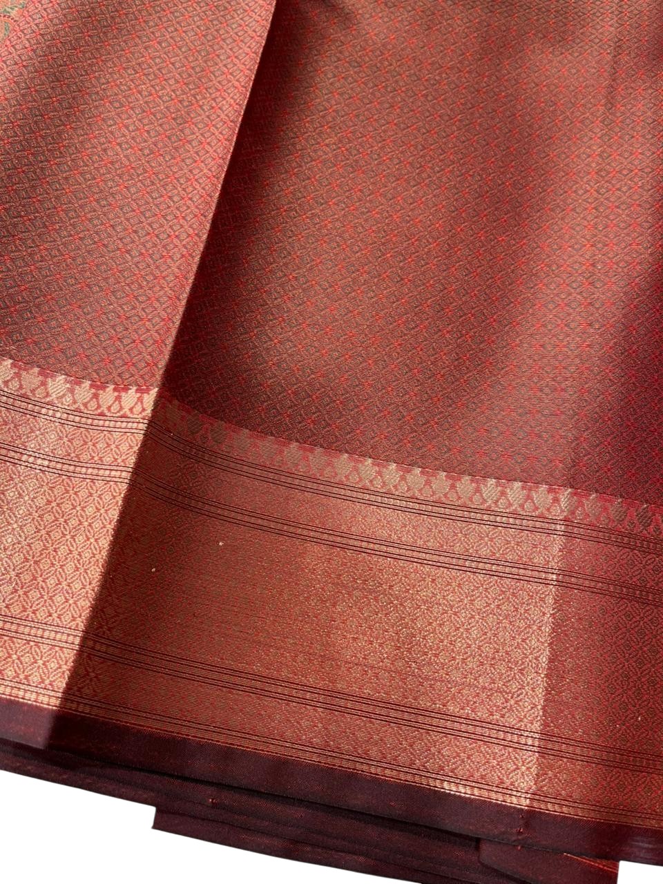 Southloom Resham Work Soft Cotton Banarasi Saree with Woven Work on Body and Borders