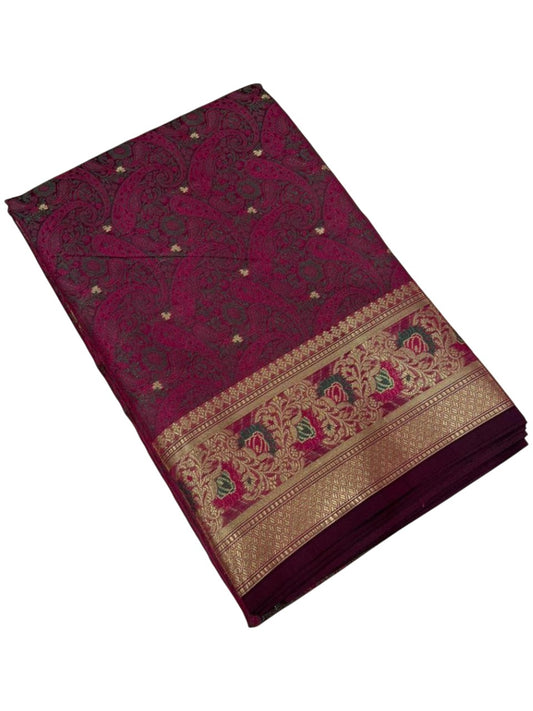 Southloom Resham Work Soft Cotton Banarasi Saree with Woven Work on Body and Borders