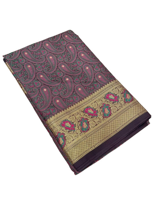 Southloom Resham Work Soft Cotton Banarasi Saree with Woven Work on Body and Borders