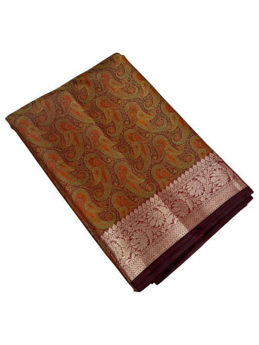 Southloom Resham Work Soft Cotton Banarasi Saree with Woven Work on Body and Borders