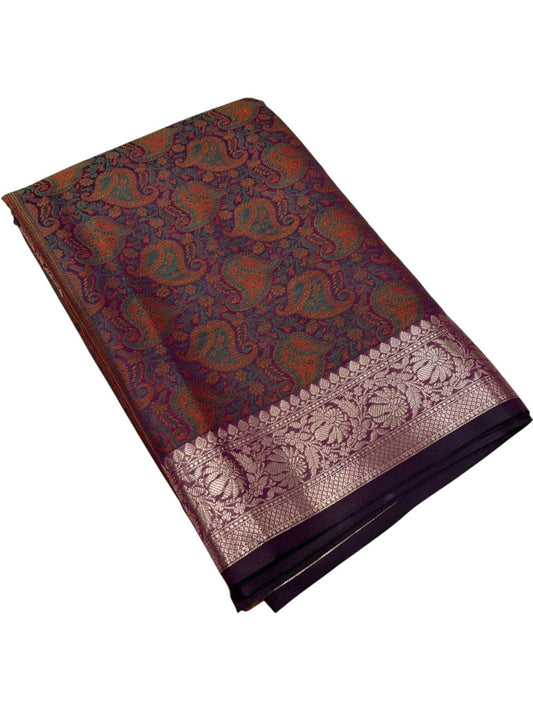 Southloom Resham Work Soft Cotton Banarasi Saree with Woven Work on Body and Borders