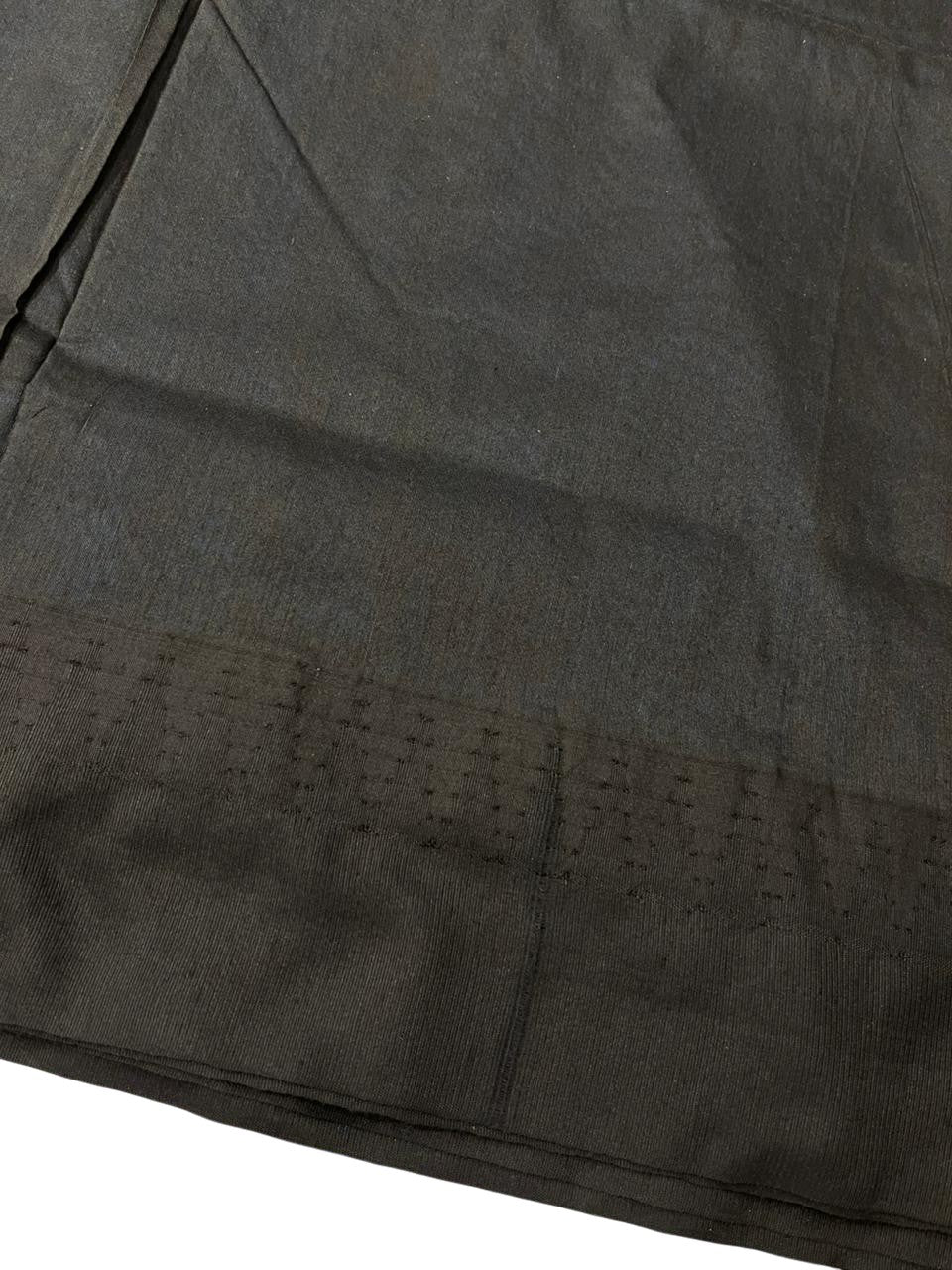 Southloom Kalyani Cotton Saree In Blue And Black With Woven Work on the Body and Borders