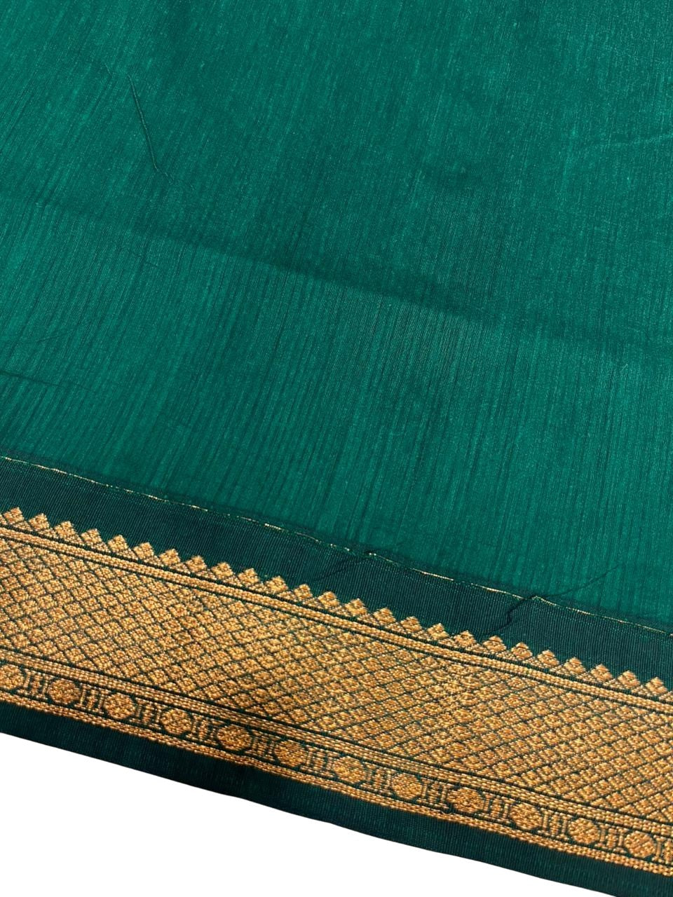 Southloom Kalyani Cotton Saree In Green With Woven Work on the Body and Borders