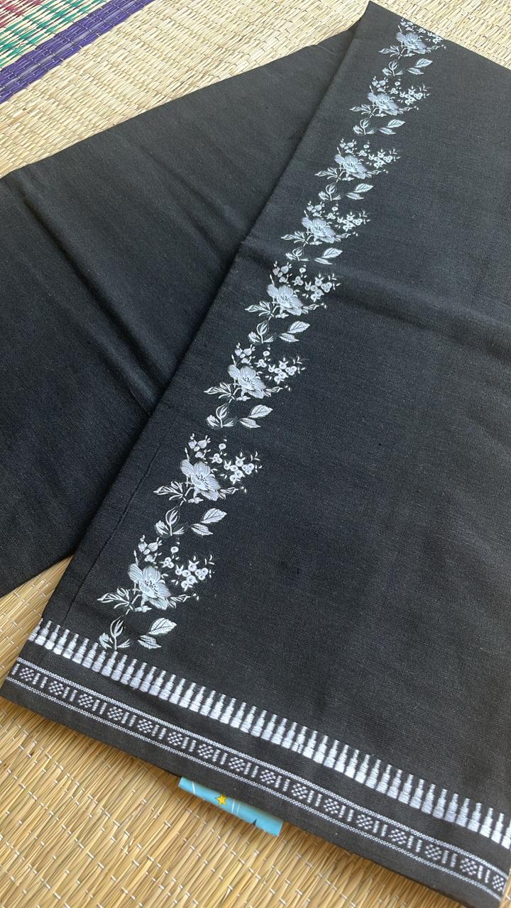 Black Printed Single Dhoti / Otta Mundu SL319