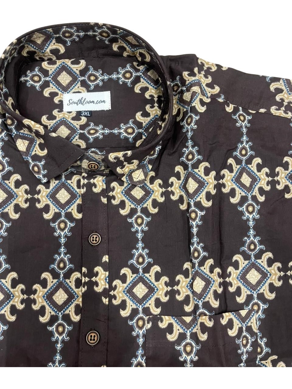 Southloom Jaipur Pure Cotton Block Printed Shirt for Men in Full Sleeve