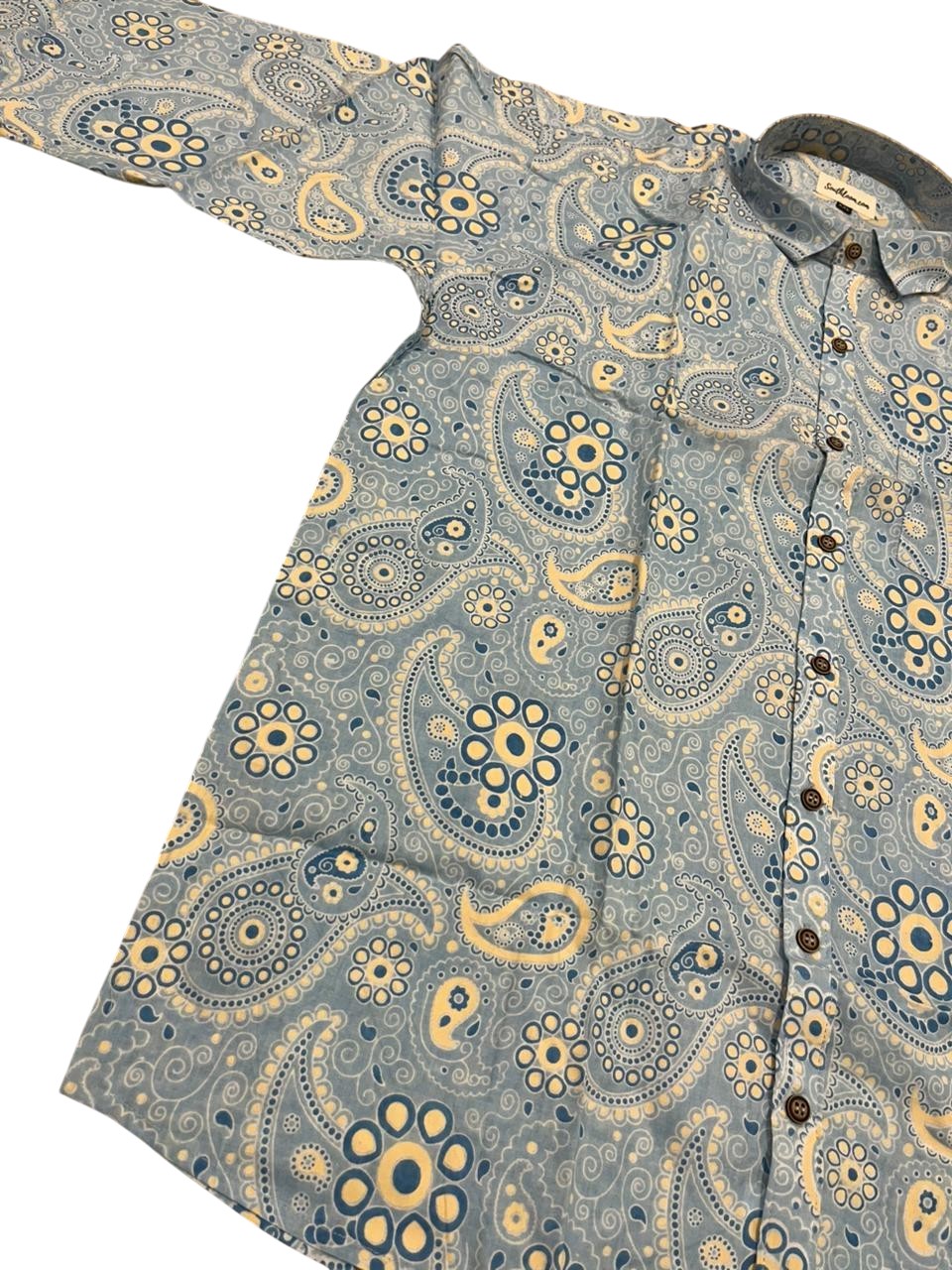 Southloom Jaipur Pure Cotton Block Printed Shirt for Men in Full Sleeve