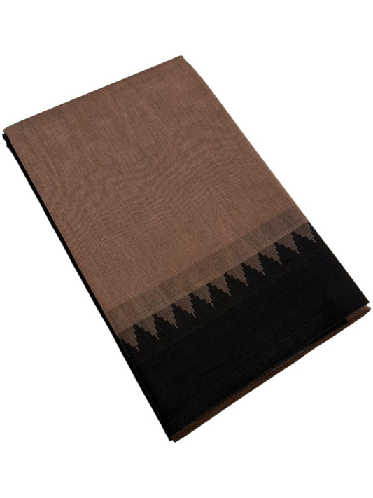 Southloom Kerala Linen Cotton Saree With Temple Design on the Border of the Saree