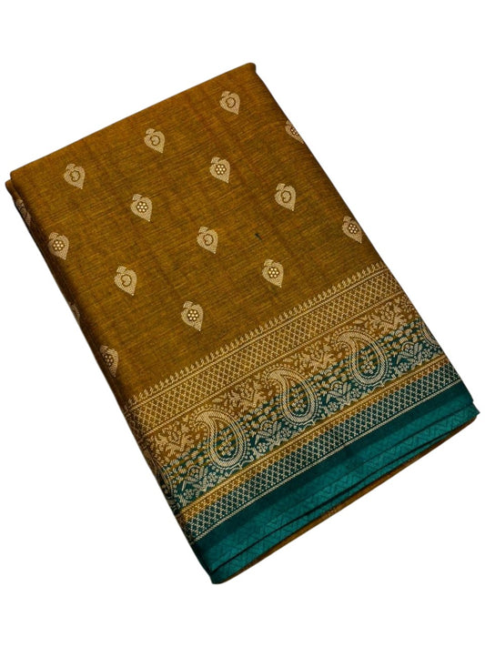Southloom Muslin Cotton Saree With Floral Prints on the Body and Borders