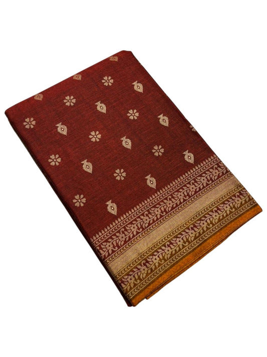 Southloom Muslin Cotton Saree With Floral Prints on the Body and Borders