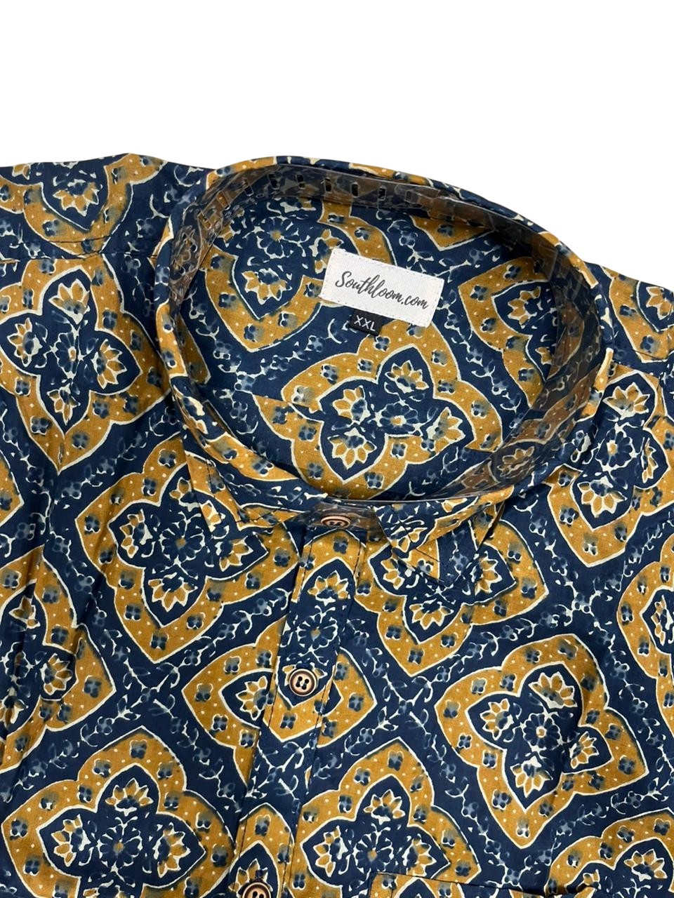 Southloom Jaipur Pure Cotton Block Printed Shirt for Men in Full Sleeve