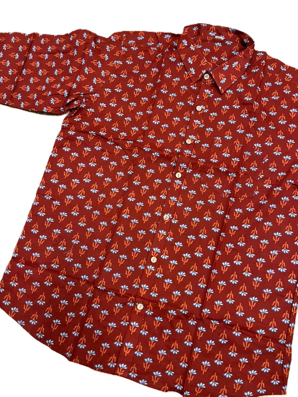 Southloom Jaipur Pure Cotton Block Printed Shirt for Men in Full Sleeve