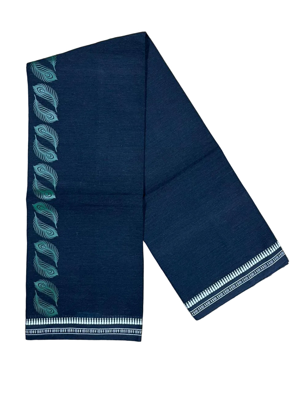 Southloom Kerala Black Printed Single Mundu / Otta Mundu / Lungi (South Indian Kerala Dhoti)