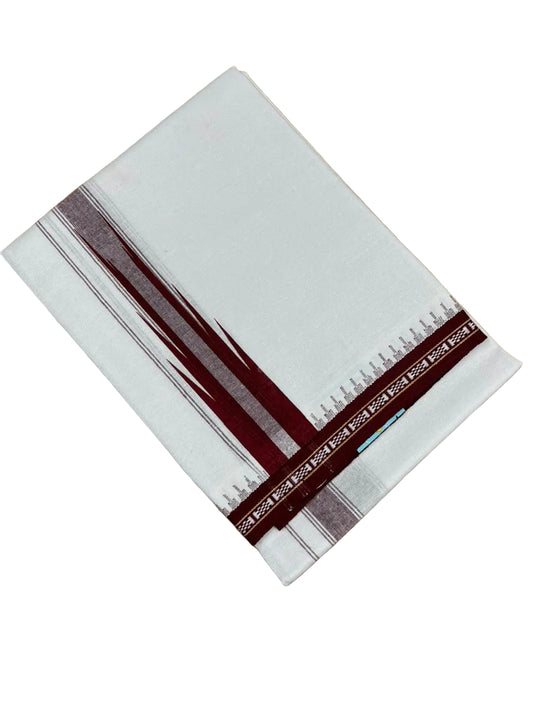Southloom Maroon Chutti Kara Single Mundu / Lungi (South Indian Kerala Dhoti)
