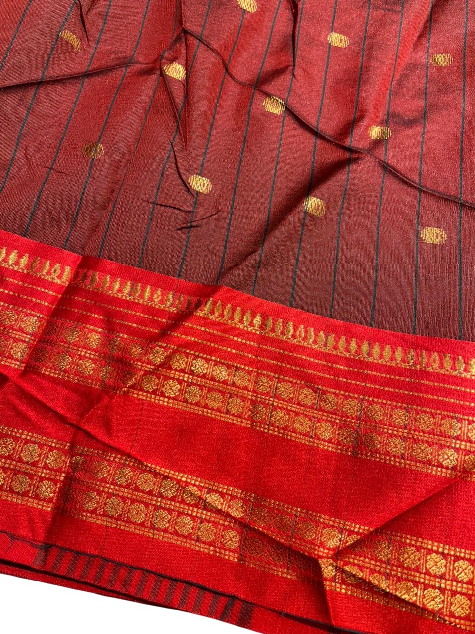 Southloom Semi Silk Narayan Pett Saree with Butta Works Across Body in Dark Green