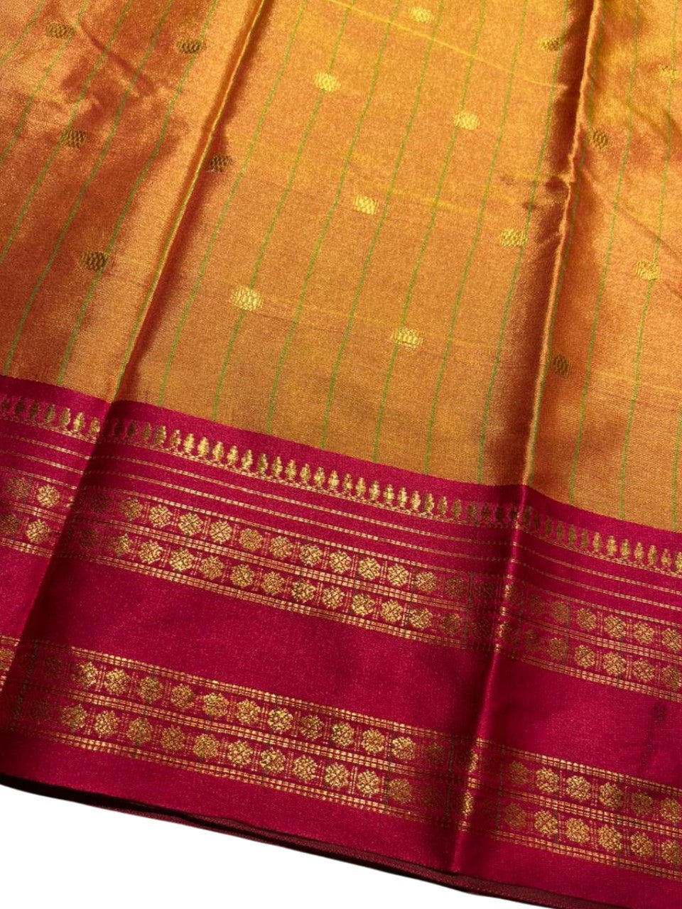 Southloom Semi Silk Narayan Pett Saree with Butta Works Across Body in Green