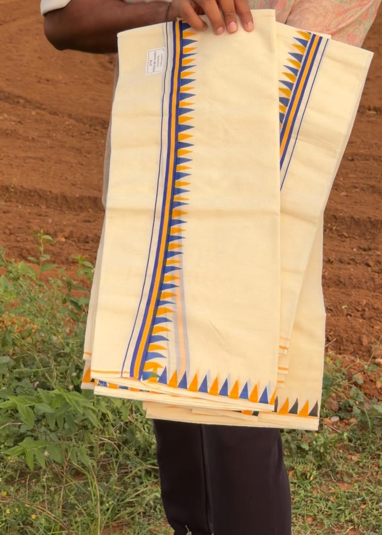 Kerala Cotton Temple Set Mundu (2.80 meter) SL370