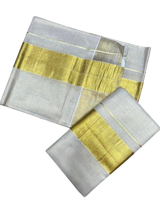 Southloom Tissue Set Mundu with Gold Kasavu Borders In 3 Inch 2.80 Mtrs SL377