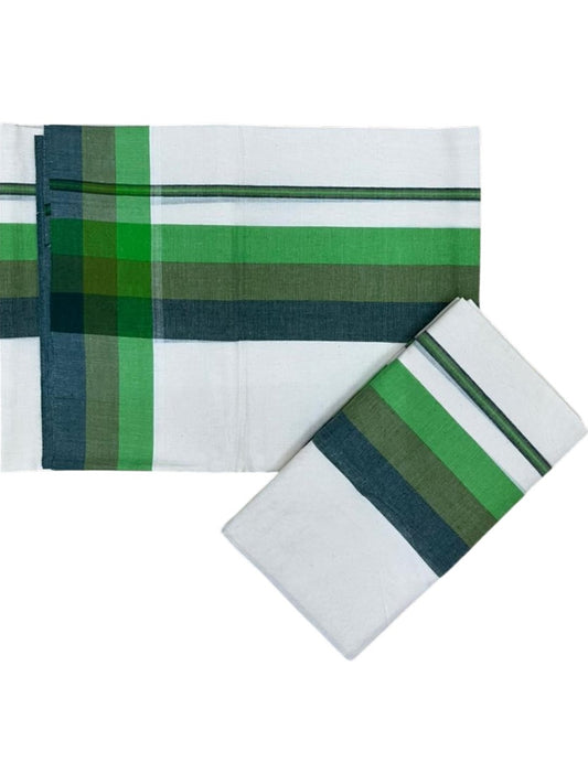 Southloom Kerala Mulloth Cotton Single Mundum Neriyathum with Multicolor Border In 2.80 Mtrs SL243