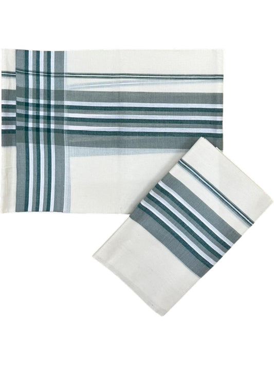Southloom Kerala Mulloth Cotton Single Mundum Neriyathum with Multicolor Border In 2.80 Mtrs SL243