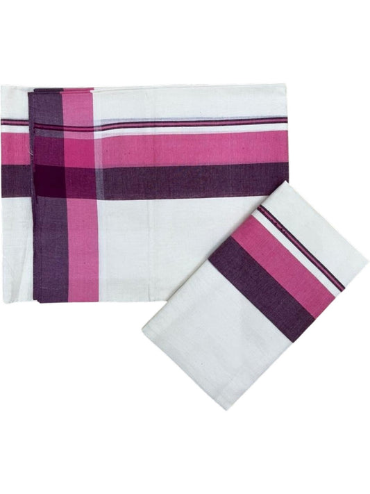 Southloom Kerala Mulloth Cotton Single Mundum Neriyathum with Multicolor Border In 2.80 Mtrs SL243