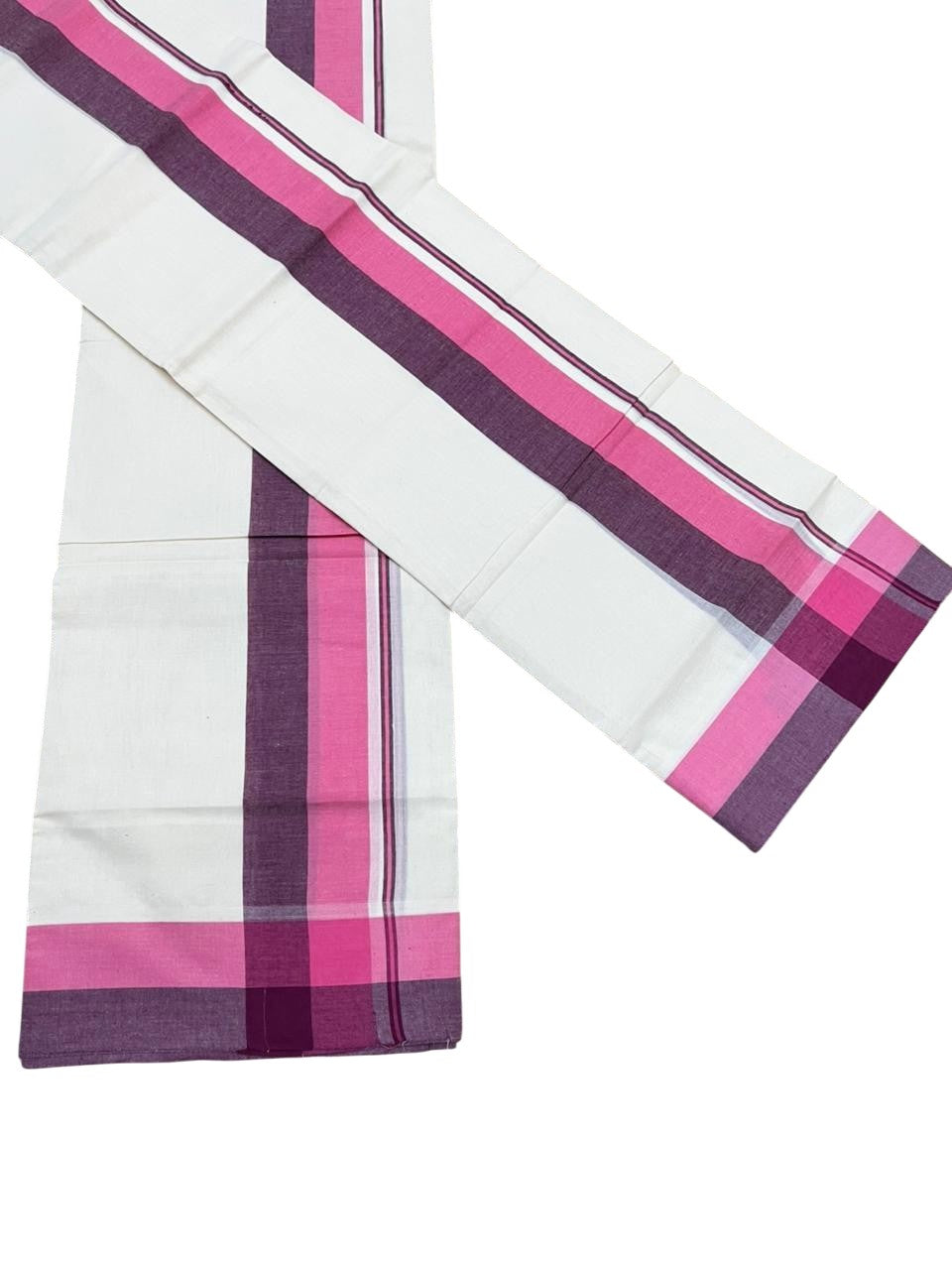 Southloom Kerala Mulloth Cotton Single Mundum Neriyathum with Multicolor Border In 2.80 Mtrs SL243