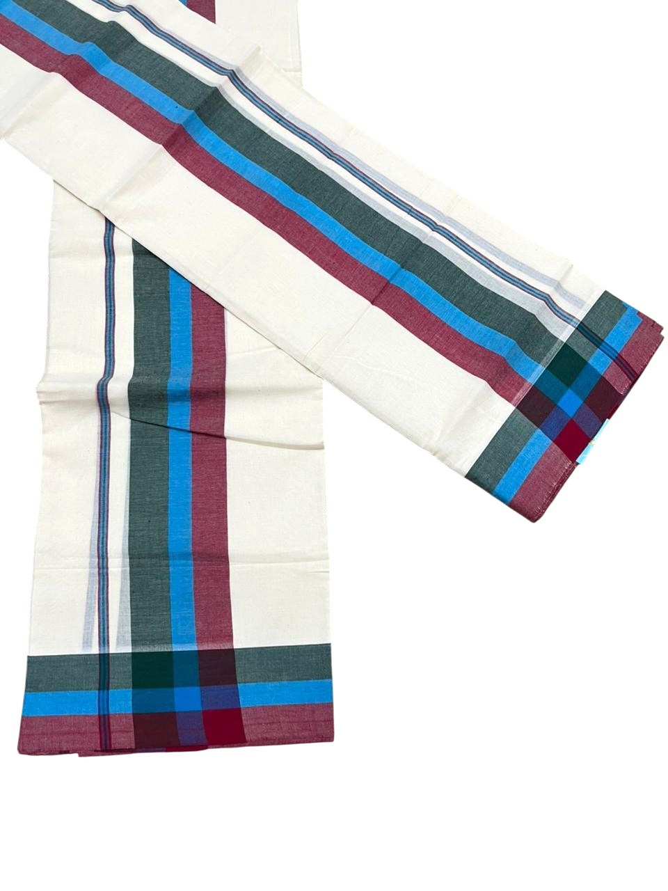 Southloom Kerala Mulloth Cotton Single Mundum Neriyathum with Multicolor Border In 2.80 Mtrs SL243