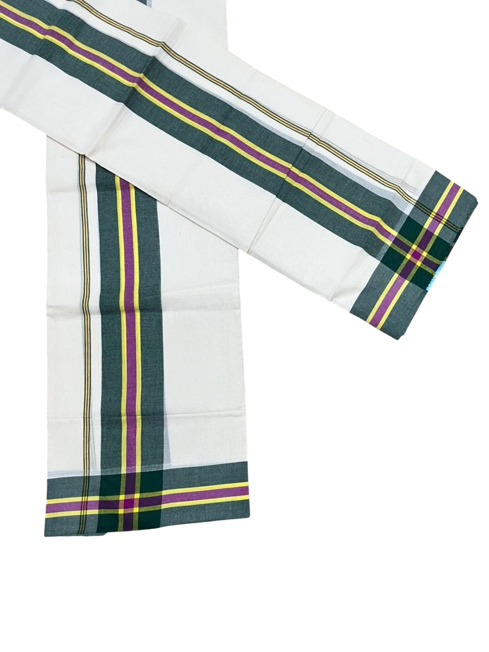 Southloom Kerala Mulloth Cotton Single Mundum Neriyathum with Multicolor Border In 2.80 Mtrs SL243