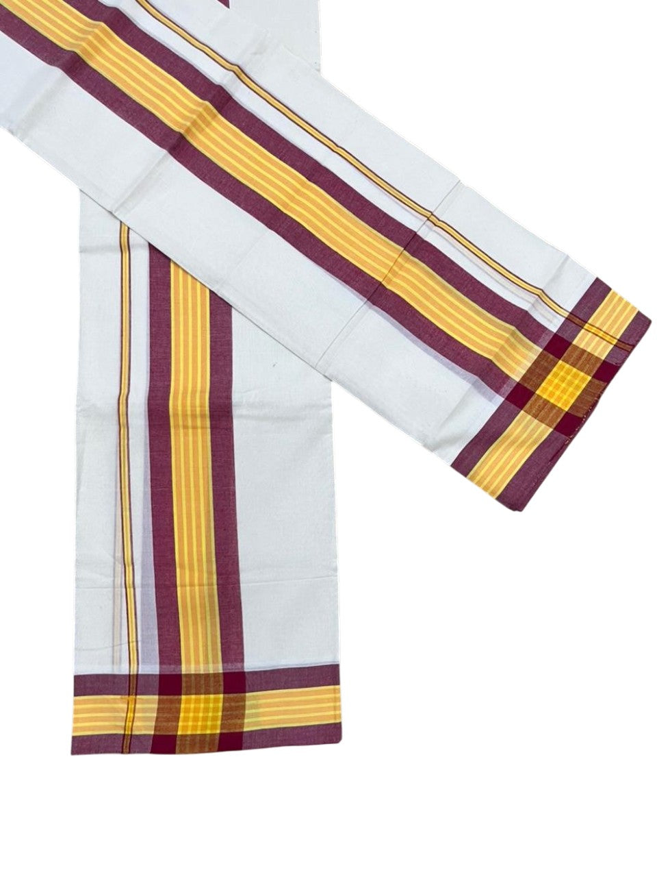 Southloom Kerala Mulloth Cotton Single Mundum Neriyathum with Multicolor Border In 2.80 Mtrs SL243