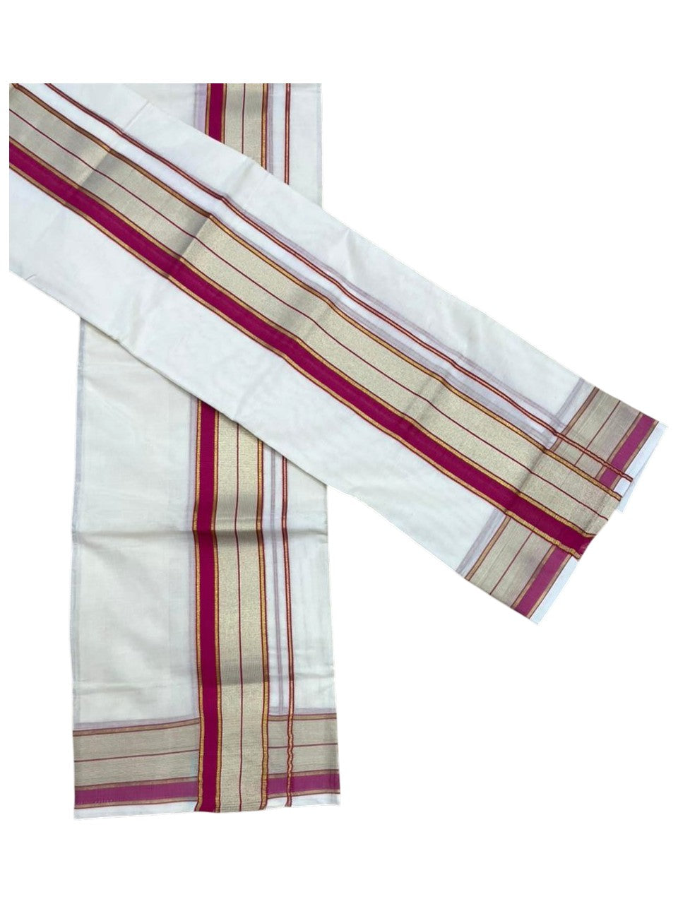 Southloom Pure Cotton Set Mundu with Gold Kasavu and Black Borders 2.80 Mtrs SL376