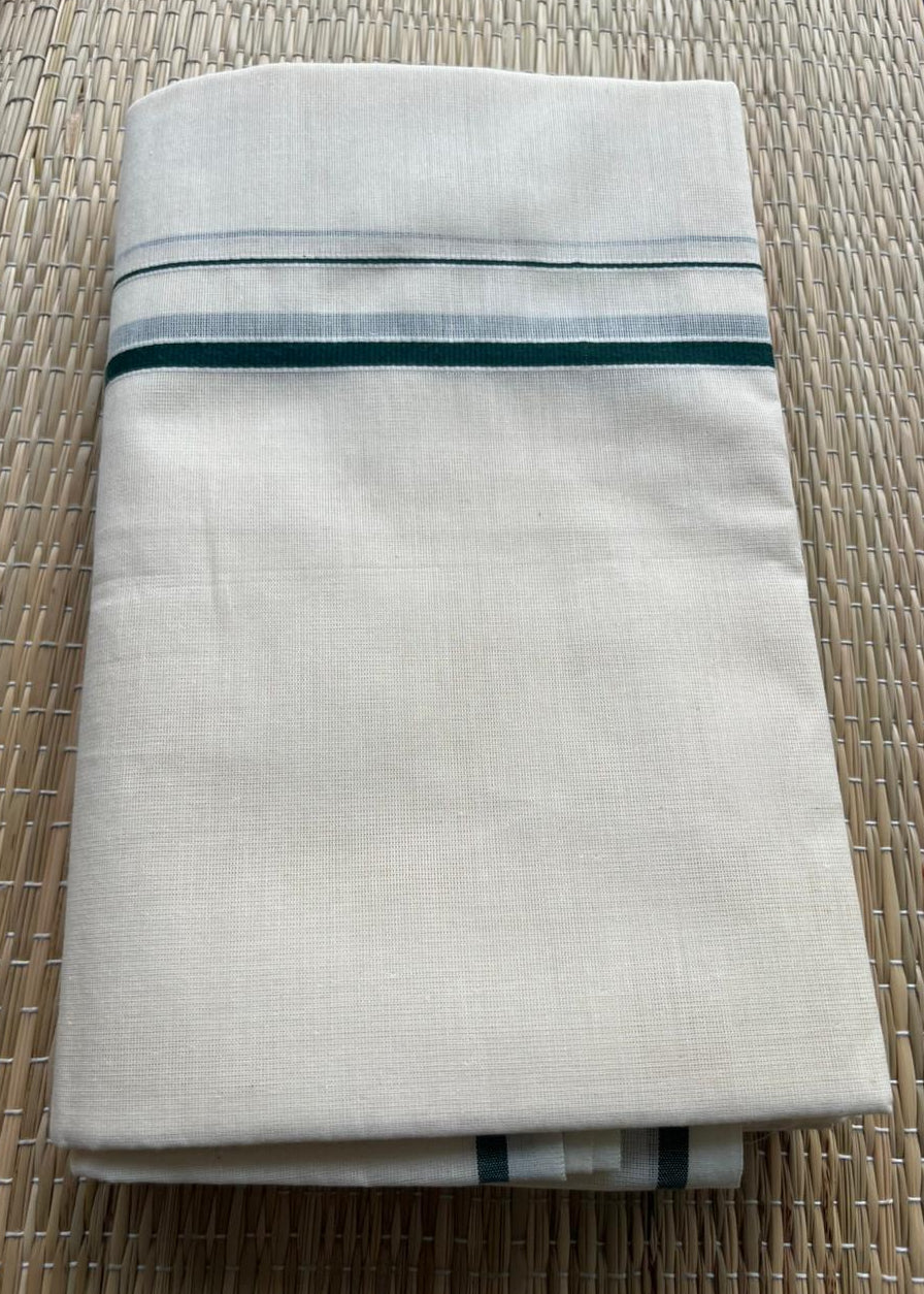 Southloom Puliyilakkara Set Mundu (Bottle Green) 2,80 mtrs SL136