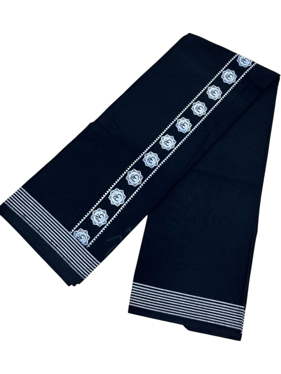 Southloom Black Printed Single Mundu / Otta Mundu / Lungi (South Indian Kerala Dhoti)