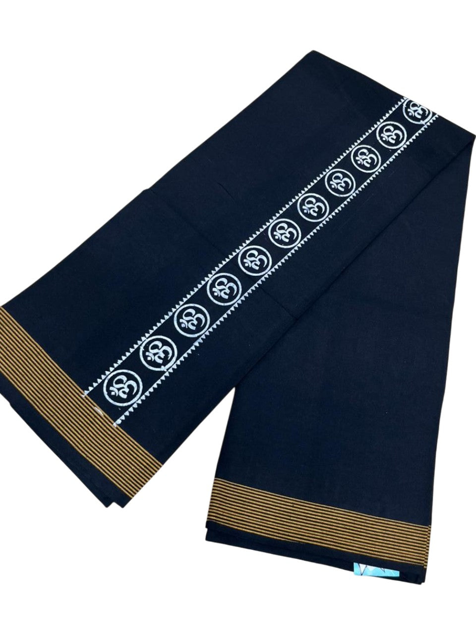 Southloom Black Printed Single Mundu / Otta Mundu / Lungi (South Indian Kerala Dhoti)