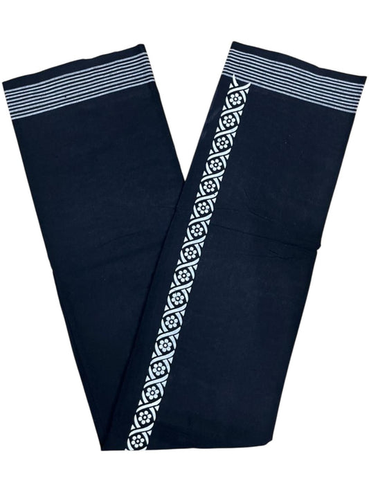 Southloom Black Printed Single Mundu / Otta Mundu / Lungi (South Indian Kerala Dhoti)
