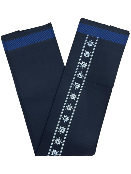 Southloom Black Printed Single Mundu / Otta Mundu / Lungi (South Indian Kerala Dhoti)