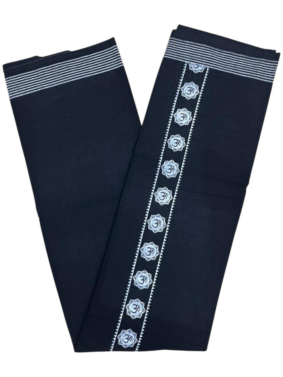 Southloom Black Printed Single Mundu / Otta Mundu / Lungi (South Indian Kerala Dhoti)