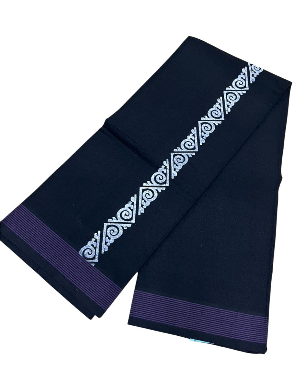 Southloom Black Printed Single Mundu / Otta Mundu / Lungi (South Indian Kerala Dhoti)