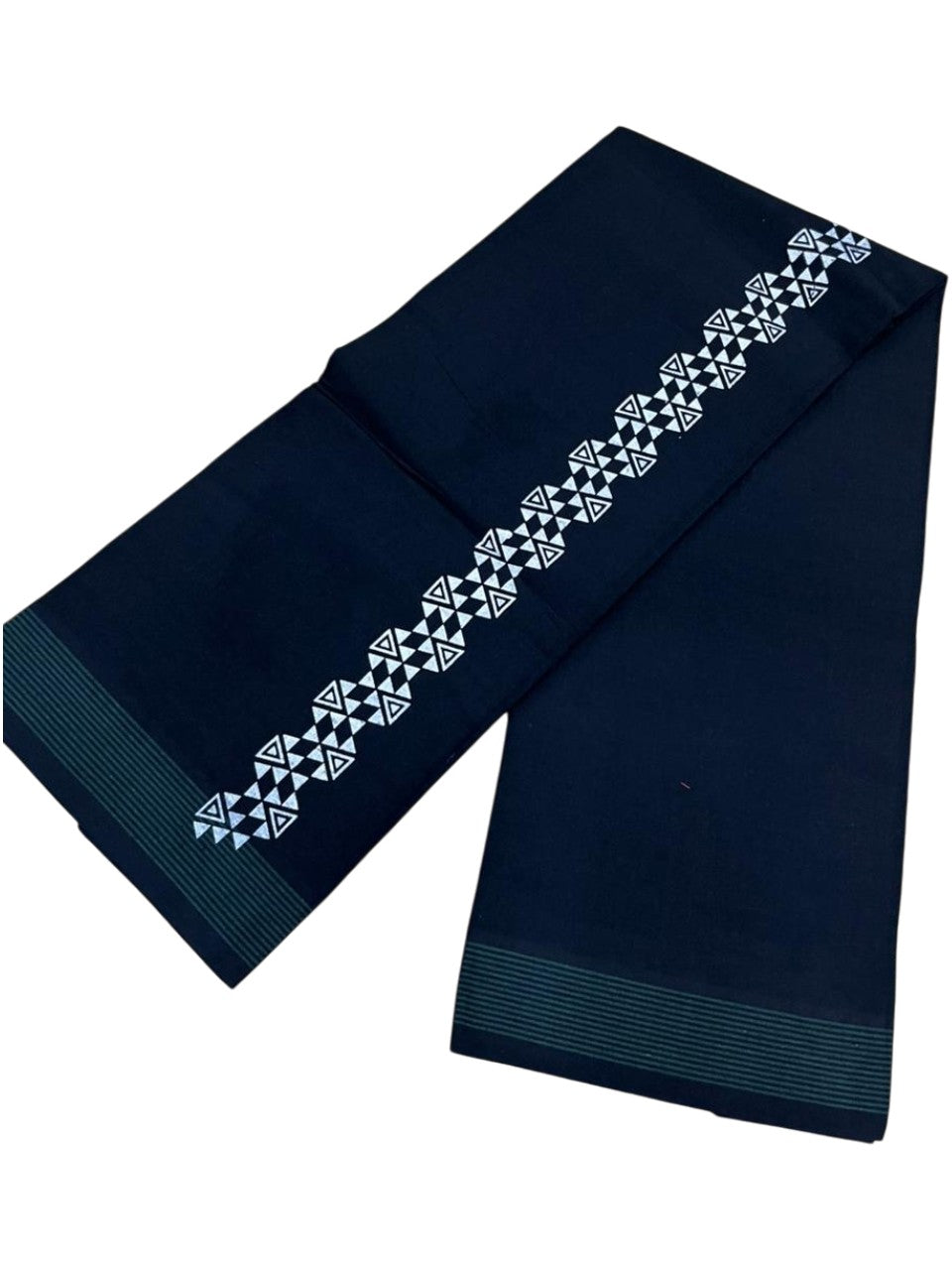Southloom Black Printed Single Mundu / Otta Mundu / Lungi (South Indian Kerala Dhoti)