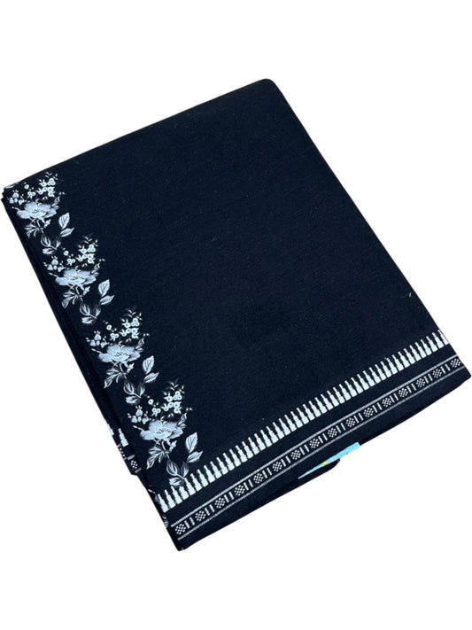 Southloom Black Printed Single Mundu / Otta Mundu / Lungi (South Indian Kerala Dhoti)