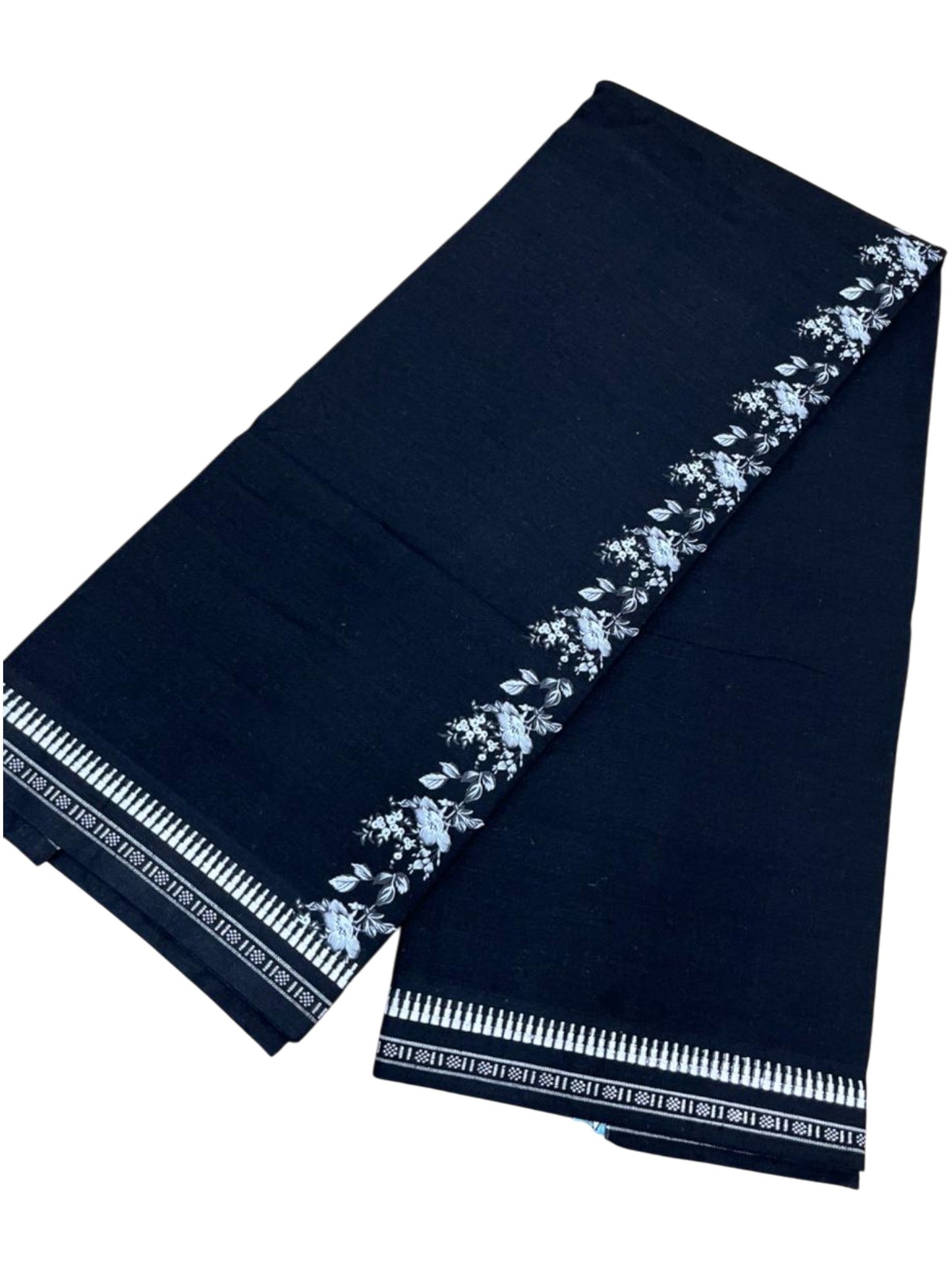 Southloom Black Printed Single Mundu / Otta Mundu / Lungi (South Indian Kerala Dhoti)