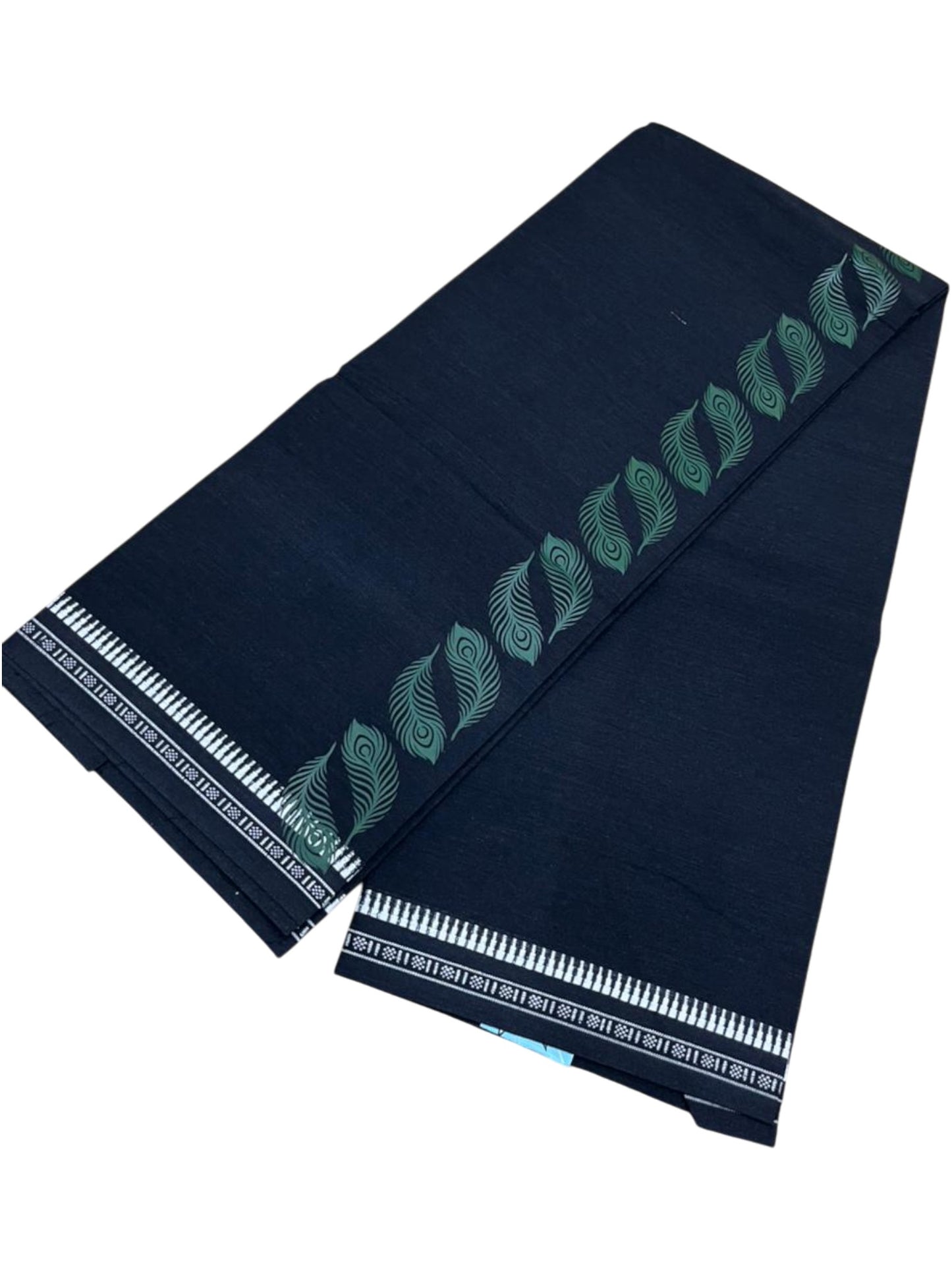 Southloom Black Printed Single Mundu / Otta Mundu / Lungi (South Indian Kerala Dhoti)