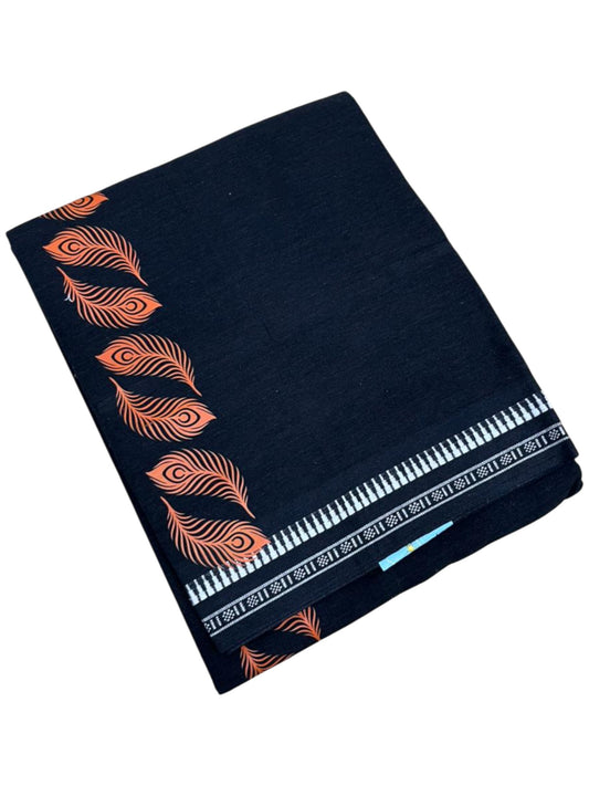 Southloom Black Printed Single Mundu / Otta Mundu / Lungi (South Indian Kerala Dhoti)