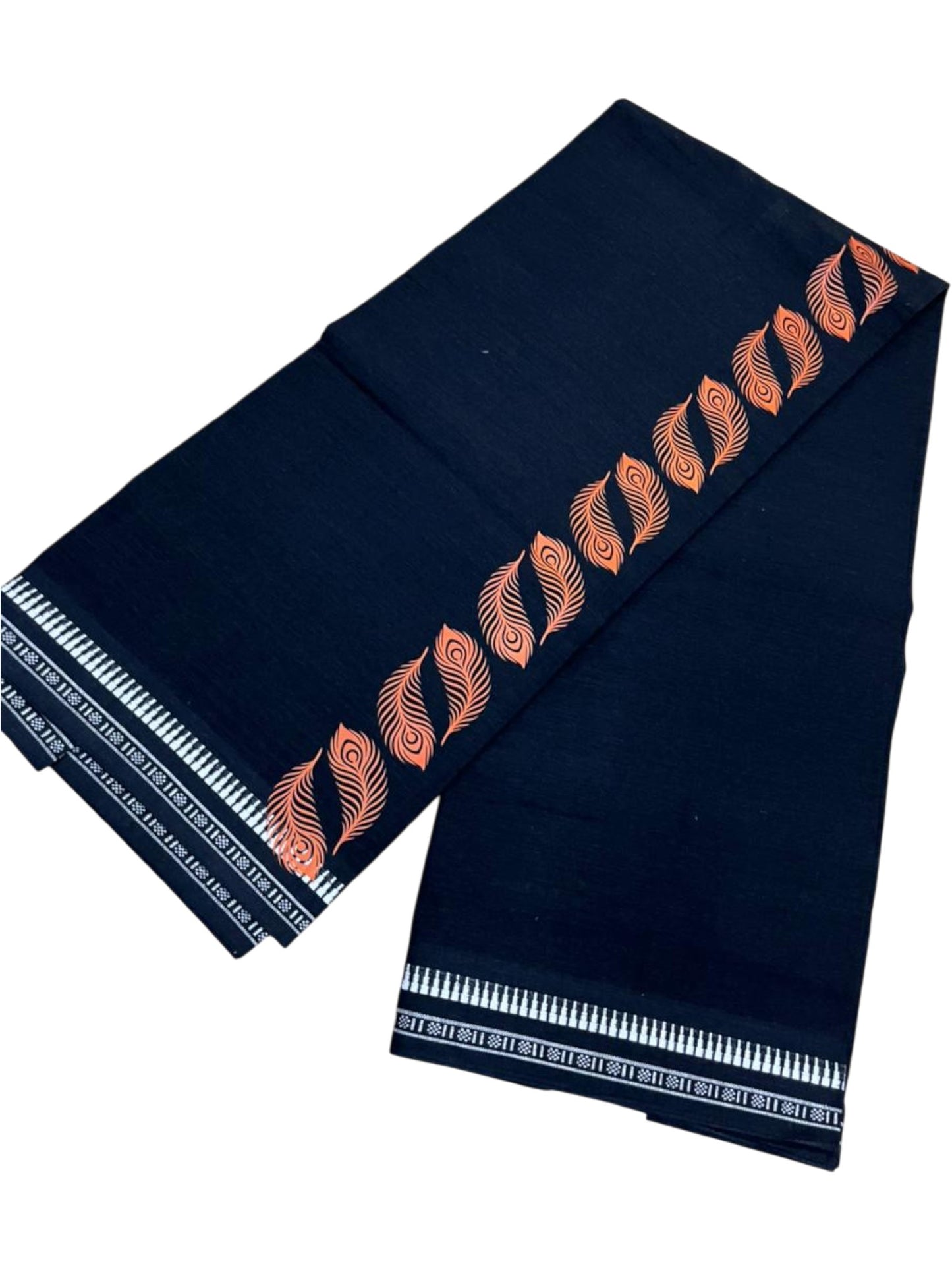 Southloom Black Printed Single Mundu / Otta Mundu / Lungi (South Indian Kerala Dhoti)