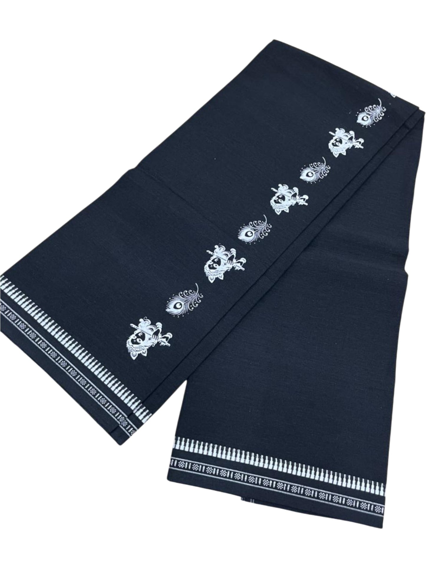 Southloom Black Printed Single Mundu / Otta Mundu / Lungi (South Indian Kerala Dhoti)